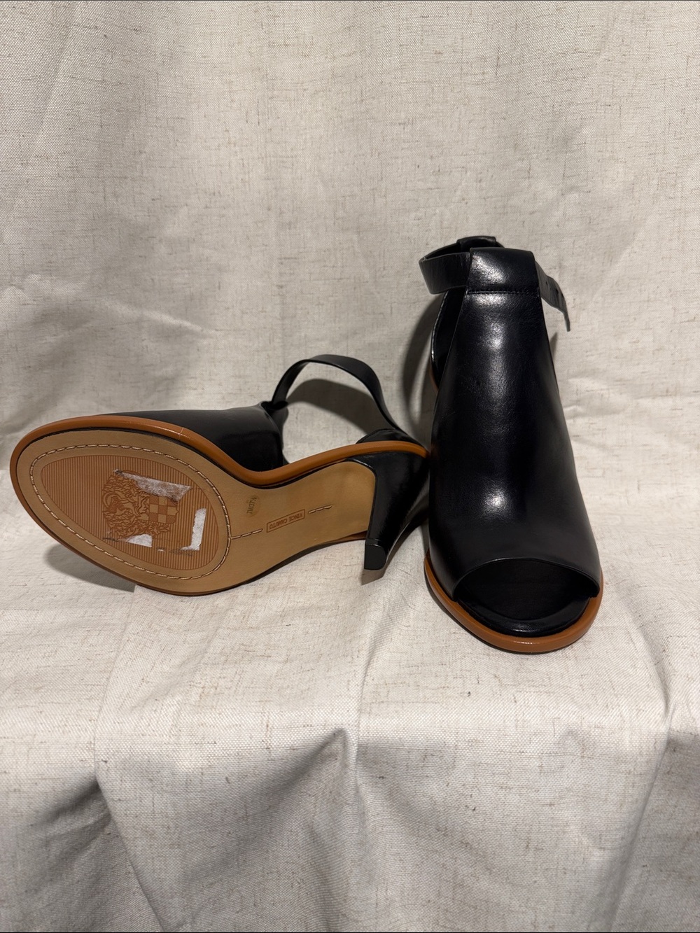 Vince Camuto Black Open-Toe Ankle Strap Mules - Picture 2 of 3